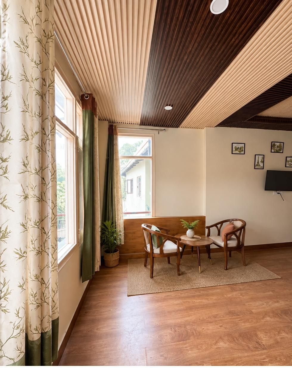 A wood-panelled reading nook